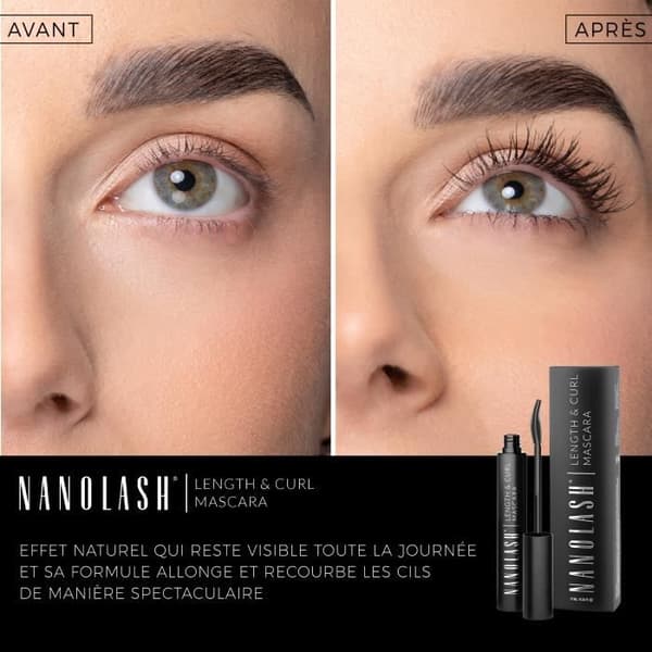 Mascara - Nanolash - Förlängande och Lockande - 10 ml - Svart - Inte Vattentålig