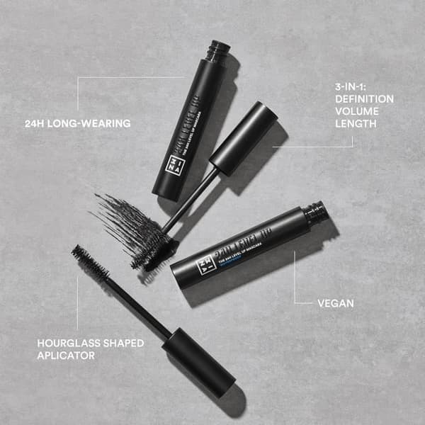 3INA MAKEUP - Mascara Noir Med Förlängnings- och Formeffekt - Mascara för Känsliga Ögon - Vegan - Cruelty Free