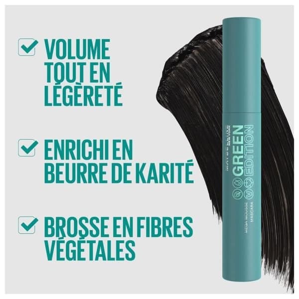 MAYBELLINE New York Foam Mascara Green Edition Mega - 02 Very Black