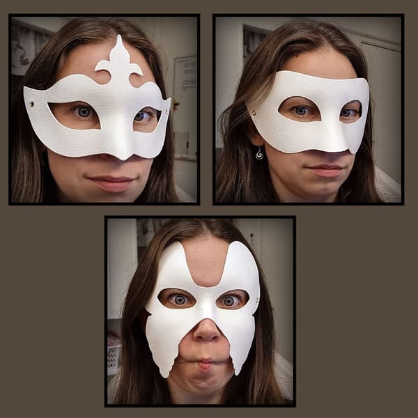 Maskerad Mask av Kartong - Vita - 12 st