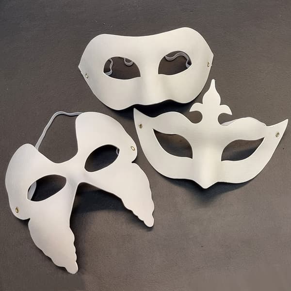 Maskerad Mask av Kartong - Vita - 12 st