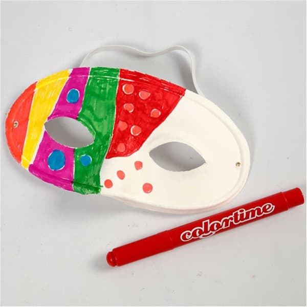 Halvmasker av papp - H: 9,5 cm - B: 18,5 cm - 10 st