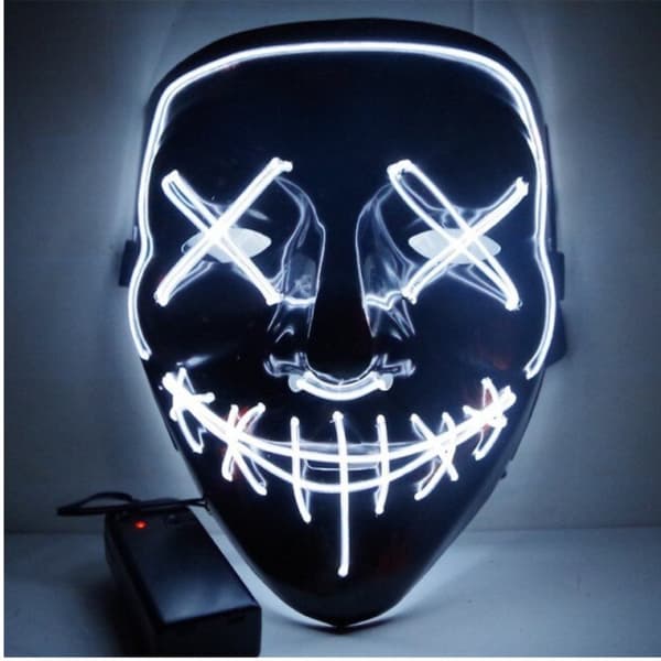 The Purge El Wire Halloween LED Mask Svart (Vit)
