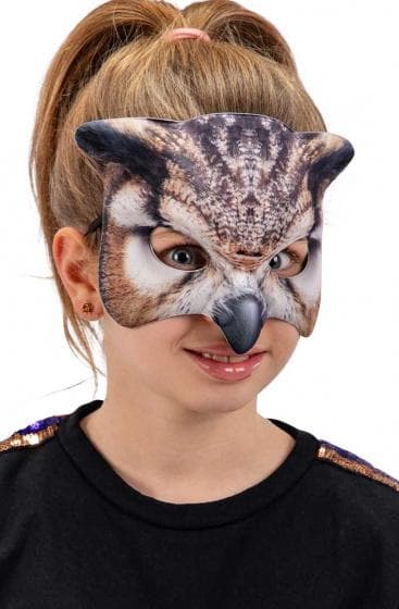 halvmask Uggla junior kartong brun one-size