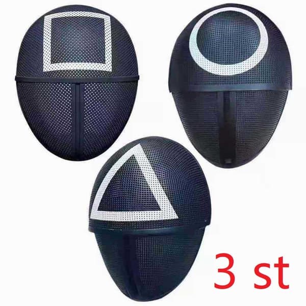 Squid Game | Cosplay Mask Mix | Halloween Masks | Cospay Halloween | Triangle+Rund+Fyrkant 3pcs