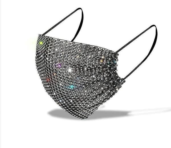 Rhinestone maske til kvinder (sort)