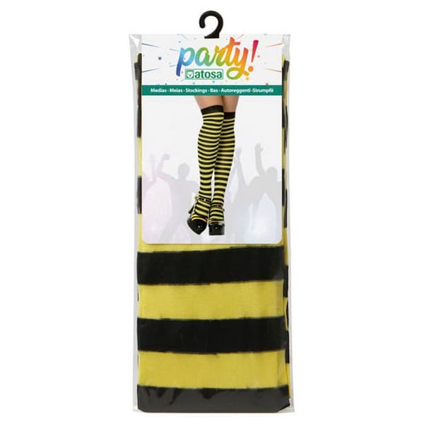 Kostume nylonstrømper Stripes Onesize Gul dyr