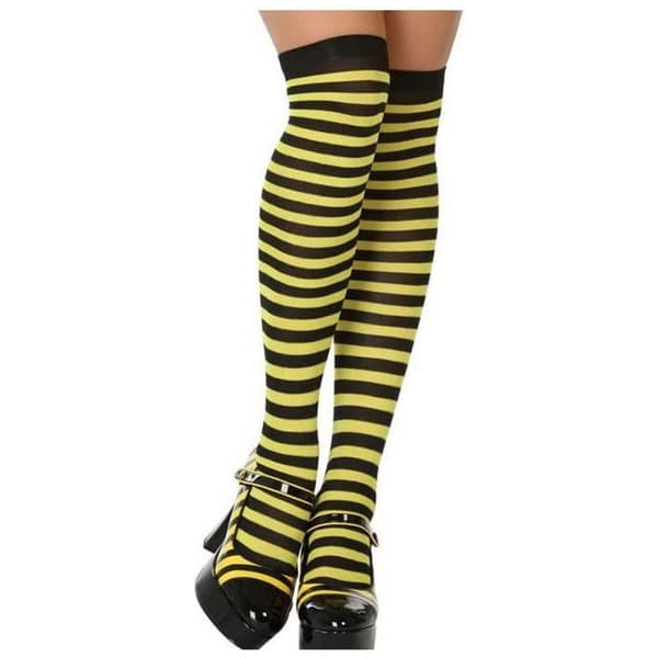 Kostume nylonstrømper Stripes Onesize Gul dyr