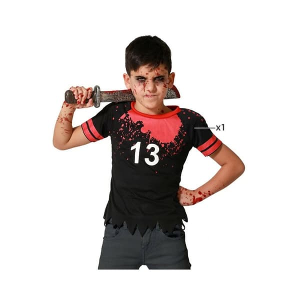Kostume til børn Blødende Rugby Sort Zombies (1 enheder) - 7-9 år