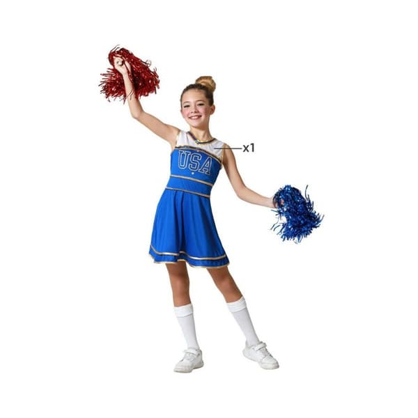 Kostume til børn Cheerleader Blå - 3-4 år
