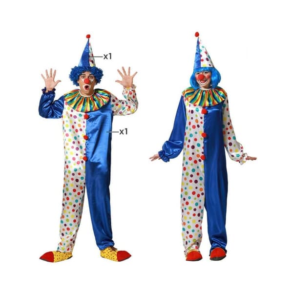 Kostume til voksne Mande klovn Blå - XS/S