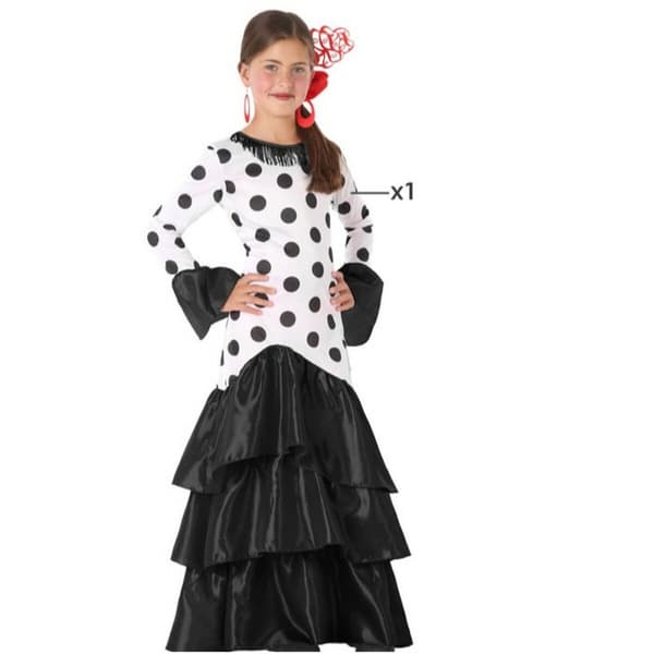 Kostume til børn Flamenca Sort Spanien - 3-4 år