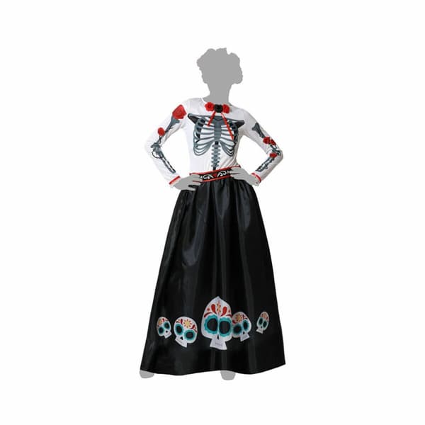 Kostume Skelet Mexicansk dame Multifarvet - XXL