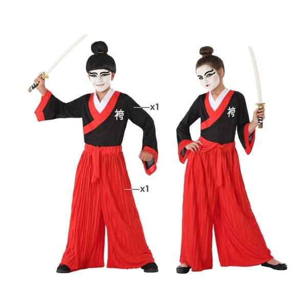 Kostume til børn Japansk kvinde Rød - 7-9 år