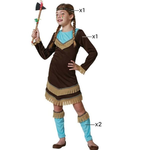 Kostume til børn Indianer mand Blå - 7-9 år