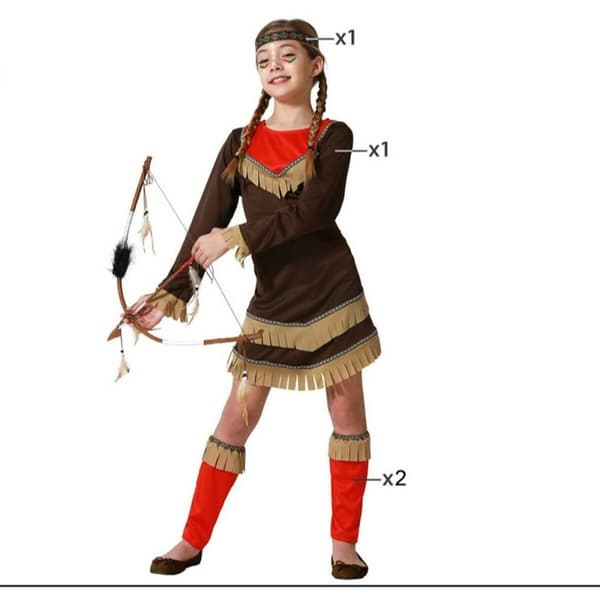 Kostume til børn Indianer kvinde Rød - 3-4 år