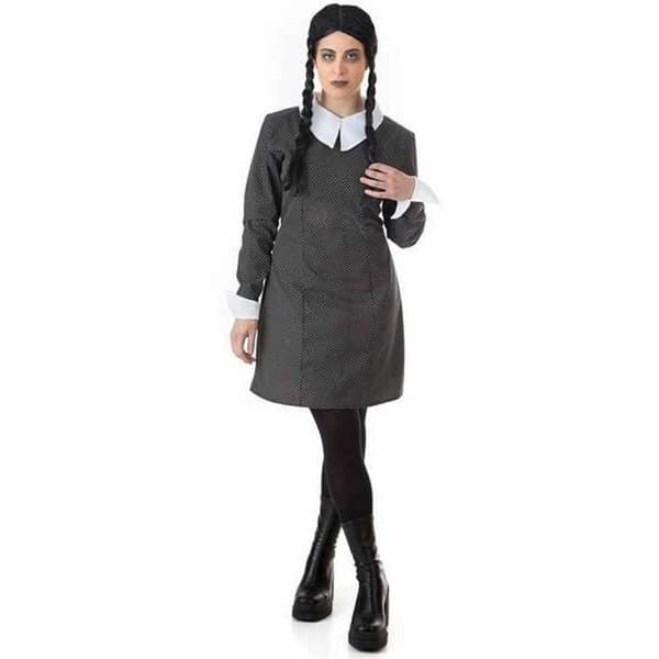 Kostume til voksne Wednesday Prikket Sort - M