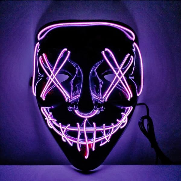 LedMask Halloween Skräck Lila