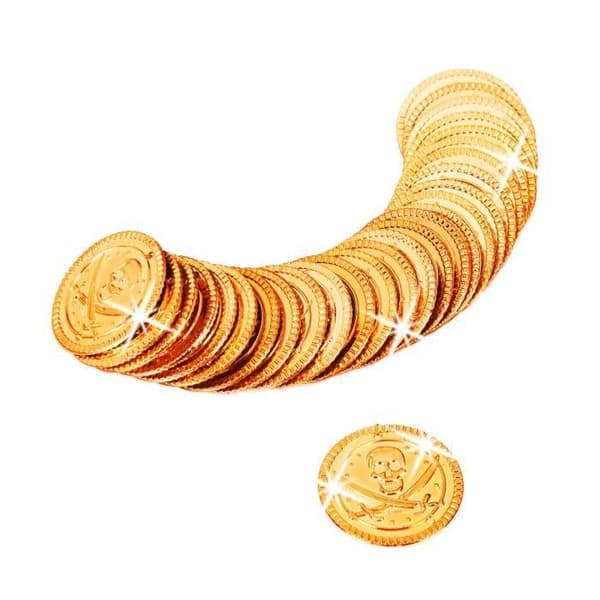 Relaxdays Pirate Gold Coins 288 Mynt Spel Toy Plastic Treasure, Golden