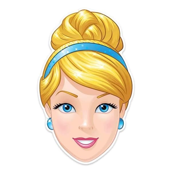 Cinderella kartongmask - Disney Cinderella - 2D kostymmask - Gul - 3 år och äldre