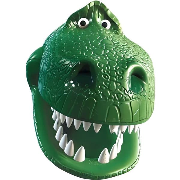 Kostym - LILLA CLOWN - Vuxen pappmask Rex the dinosaur - Grön - Vuxen - Inomhus