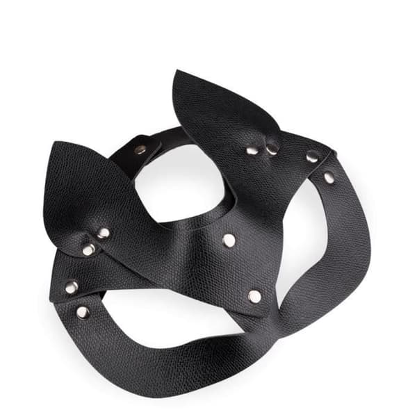 Wildcat Black Faux Leather Cat Mask - Justerbar - Vuxen