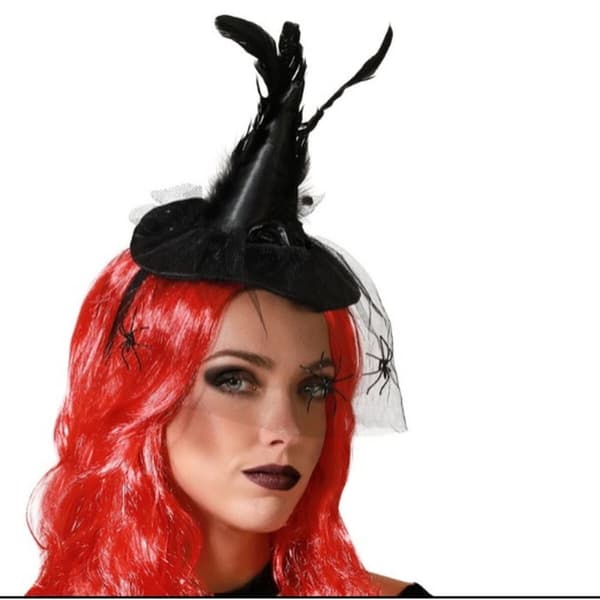 Hårbøjle Hat Heks Halloween Fjer