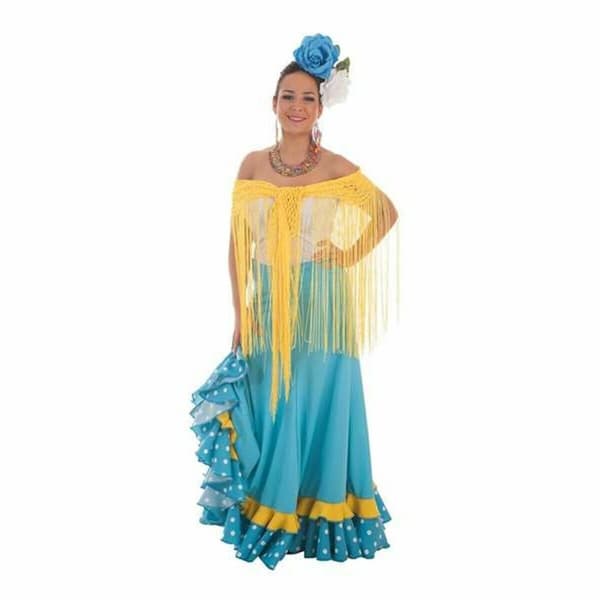 Nederdel Turkisblå Sevillana danser - M
