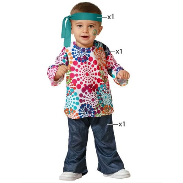 Kostume til babyer Hippie - 6-12 måneder