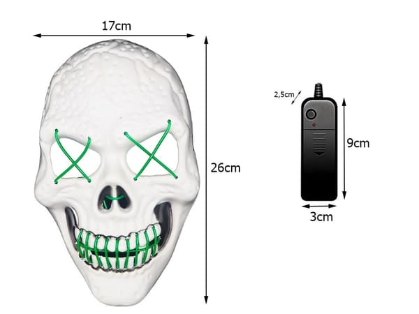 LED Mask Dödskalle - Halloween