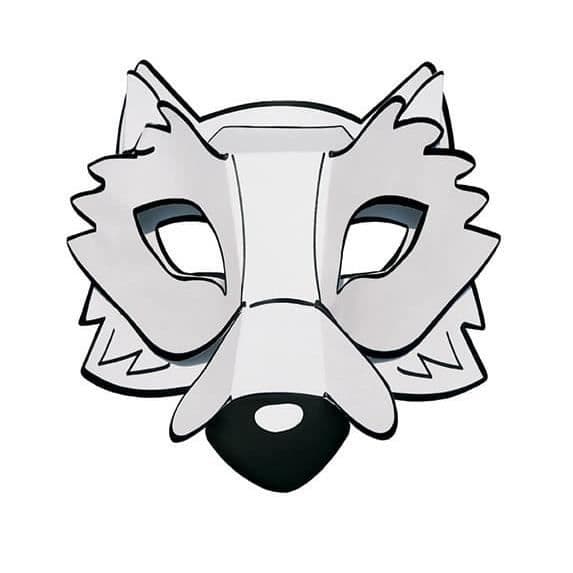 3D-vargmask att färglägga och montera - MegaCrea DIY - Blandat - Svart - Vuxen - 5 år - Inomhus