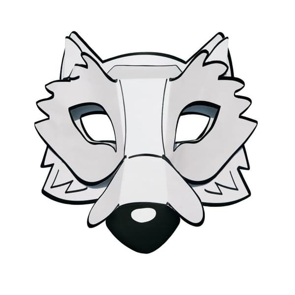 3D-vargmask att färglägga och montera - MegaCrea DIY - Blandat - Svart - Vuxen - 5 år - Inomhus