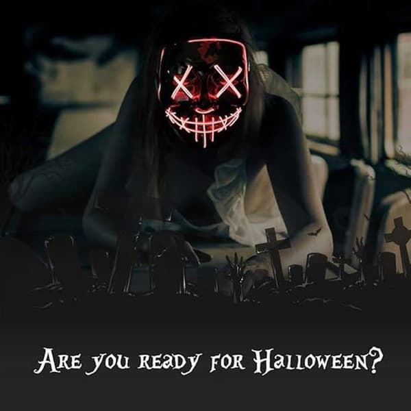 LED Halloween Mask, Uppgradera LED Purge Mask Glow in the Dark, Skräckmask med 3 ljuslägen för Halloween, Blå