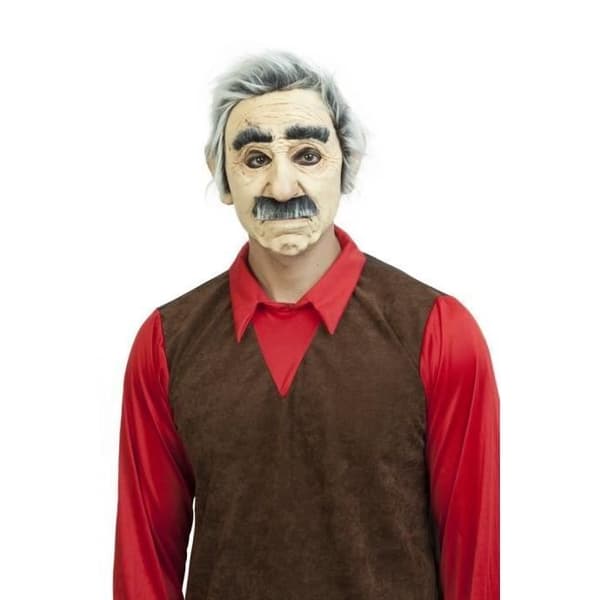 Partychimp huvudmask man med latex beige/vit one size