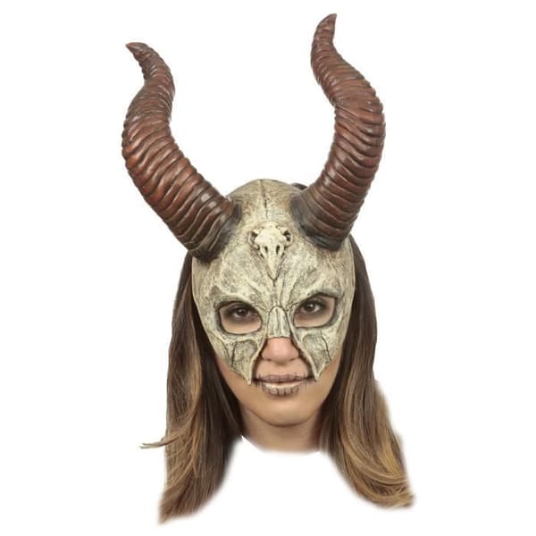 Partychimp mask mytisk hornad skapelse latex beige en storlek