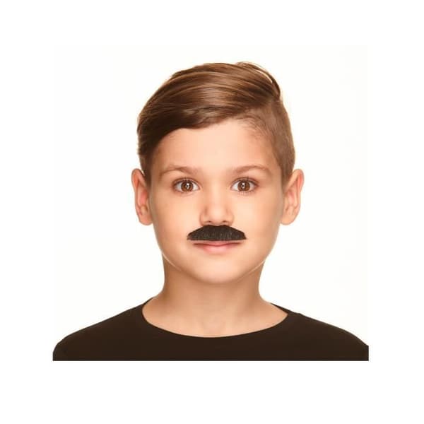 Falsk svart mustasch för barn - Kostymtillbehör - Mario, gangster, polis - klister