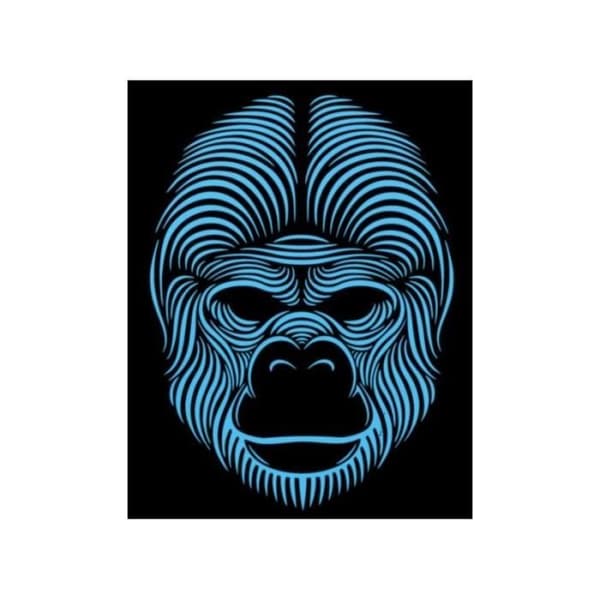 Led Gorilla Mask - ATOSA - Kostymtillbehör - Svart - Blandat - Vuxen