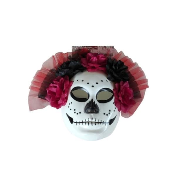 Dammask - JOUR DE FETE - Day of the Dead - Rosa, Svart, Vit, Röd - Kostymtillbehör för vuxna