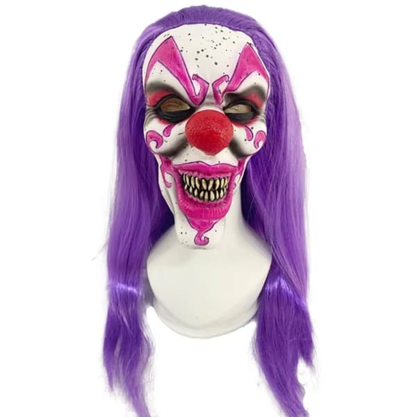 Farverig Skræmmende Klovnemaske, Langt Hår, Horror Stil,40831