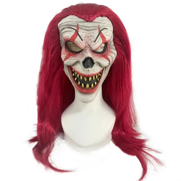 Färgglad Skrämmande Clownmask, Långt Hår, Skräckstil,40840