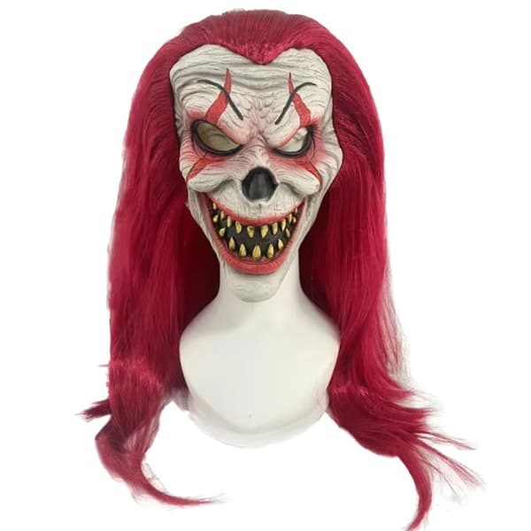 Farverig Skræmmende Klovnemaske, Langt Hår, Horror Stil,40840
