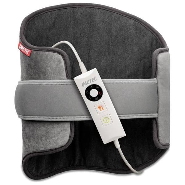 Imetec Intellisense ländrygg - Uppvärmt bälte 61x38 cm - Uppvärmd ryggkudde för ländryggsavlastning - Elastiskt band - Allergivänligt