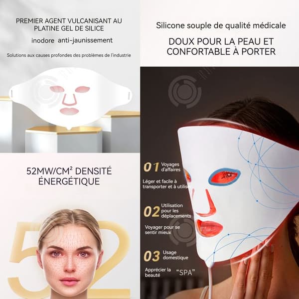 INN Ansiktsmask 5W LED silikonmask med LED-ljus 7 färger skönhetsmask fotoupplysande och blekande mot akne