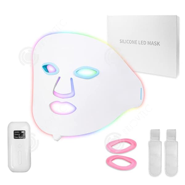 INN Ansiktsmask 5W LED silikonmask med LED-ljus 7 färger skönhetsmask fotoupplysande och blekande mot akne