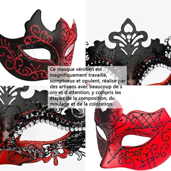 INN Mask 24x20x3cm halloween maskerad masker karneval masker metall masker dekoration pack röd dekoration kit