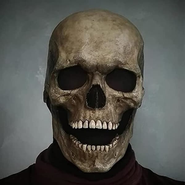 Helskallehjälmmask med rörlig käke Skrämmande Halloween-masker Helskalle 3D-skelettmask Halloween[1776]