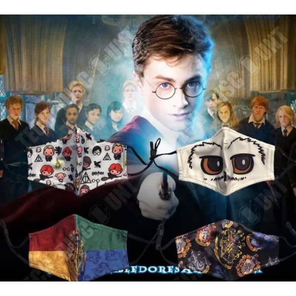 TD® Masker män och kvinnor presenttryckta masker teckning mode trend ansiktsmask Hogwarts röd grön blå och gul