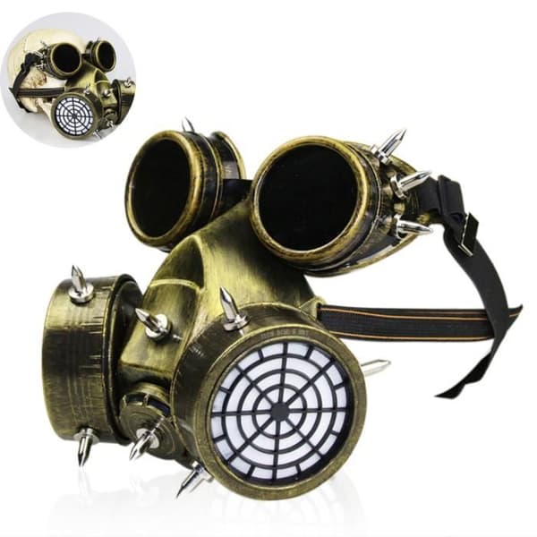 Steampunk Halloween gasmask och glasögon - Cosplay kostym - TEKNISK RABATT - Grön - Vuxen
