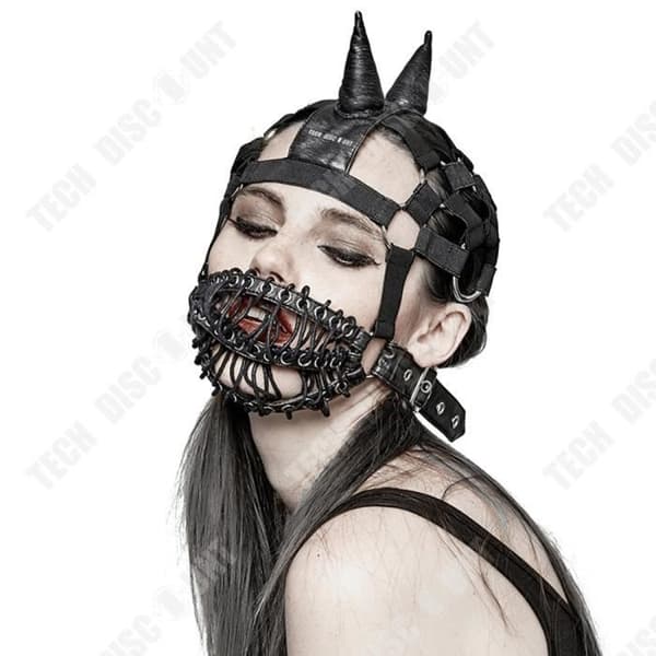 Steampunk-inspirerad helmask i svart läder - Gothic Cosplay-dräkt - Halloween - TEKNISK RABATT