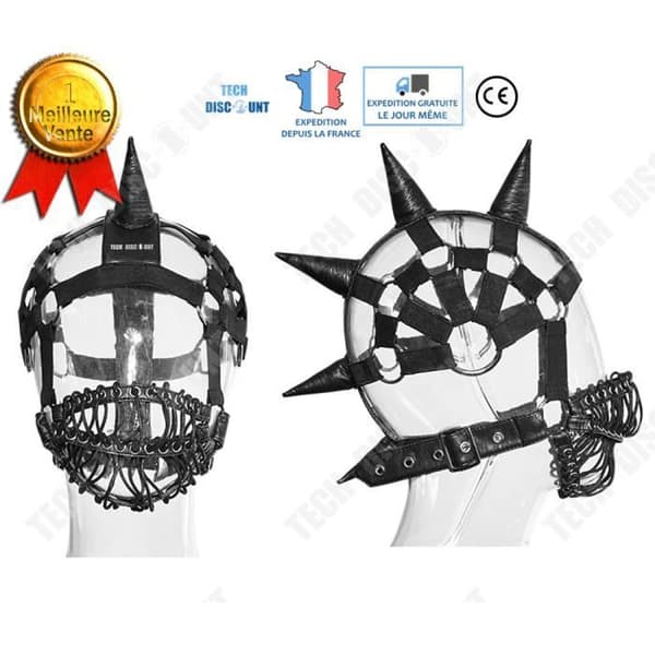 Steampunk-inspirerad helmask i svart läder - Gothic Cosplay-dräkt - Halloween - TEKNISK RABATT